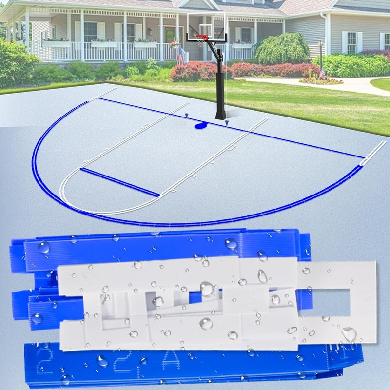FrameFirm Reusable Basketball Court Marking Kit, Basketball Court Stencil Kit for Concrete, NOT Paper Board, Sun-Resistant, Upgrade PC Material with Install Instruction - Image 1
